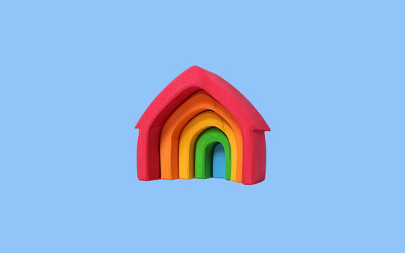 Grimms Haus in bunten Farben | Holzspielzeug Häuschen für das offene Spiel