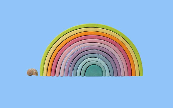 Grimms Holz Regenbogen gross in Pastell Farben | Montessori Holzspielzeug
