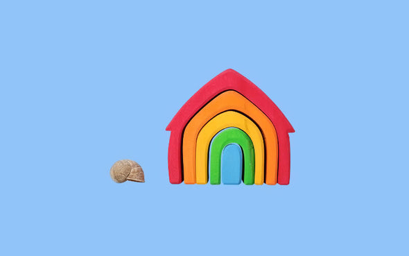 Grimms Holzspielzeug buntes Haus | Montessori Spielzeug aus Deutschland 