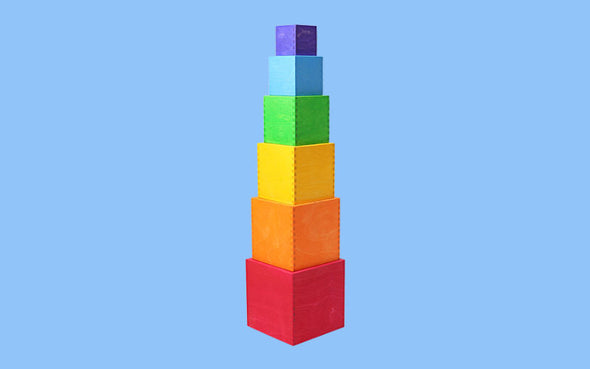 Grimms Kistensatz (groß) zum Stapeln | Regenbogen Holzkisten Montessori Holzspielzeug für Kinder ab 1 Jahr
