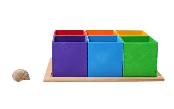 Grimms Sortierhilfe mit 6 bunten Holzkästen | Regenbogen Sortierkisten aus Holz für Sortierspiele