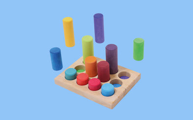Grimms Walzen mit Sortierbrett aus Holz | Montessori Holzspielzeug