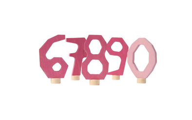 Grimms Geburtstagsstecker Zahlen von 6-9 sowie 0 in rosa | Stecker für Geburtstagsringe und -spiralen