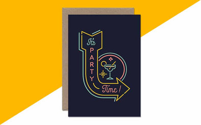 Grusskarte zum Geschenk für eine Party | Hochzeitskarten im Retro Neon Design