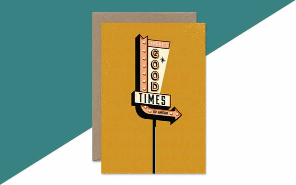 Grusskarte zur Hochzeit im Retro Desing mit typischem US Roadsign