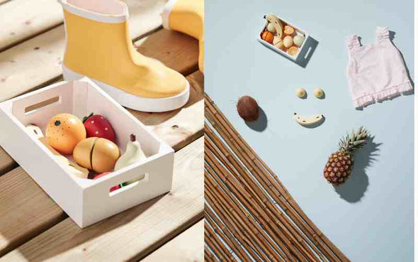 Holz Obst mit Obstkiste von Kids Concept | Holzobst zum Schneiden für Kaufladen und Spielküche