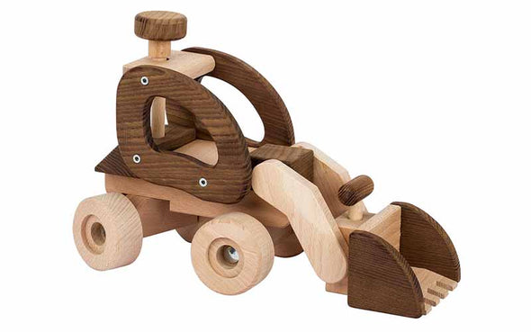 Holzbagger von Goki nature aus unbehandeltem Holz | Holzspielzeug Baumaschine für Kinder