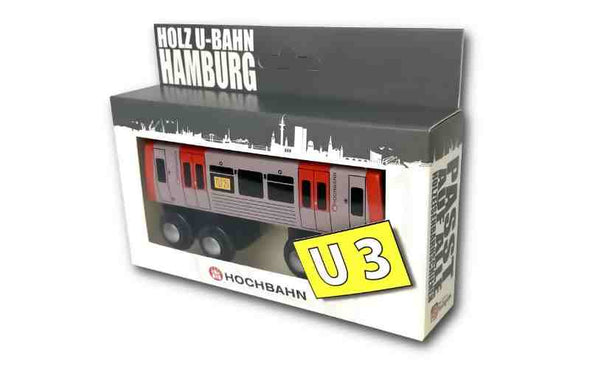 Holzeisenbahn Hamburg U-Bahn U3 Bauer und Sohn Holzubahn für Spielzeug Eisenbahn