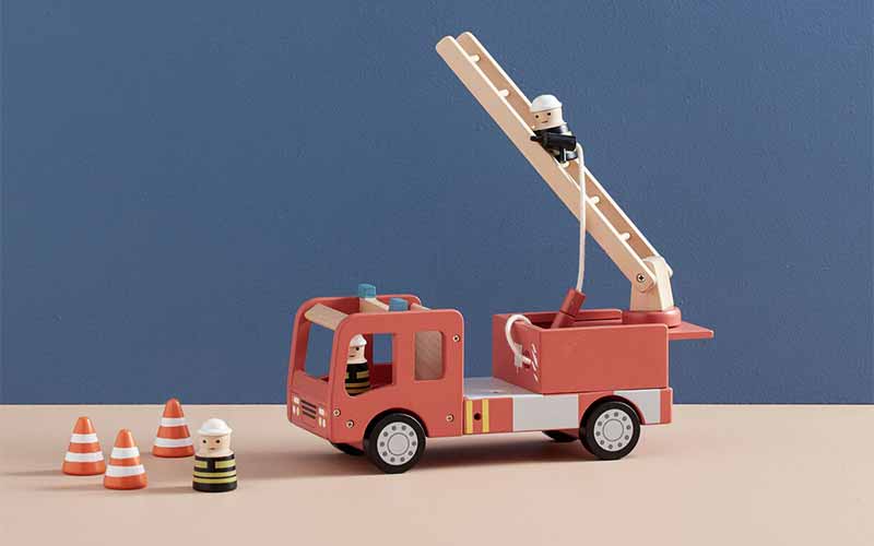 Bastelset Kinder Holz Feuerwehr mit Blaulicht und Sirene