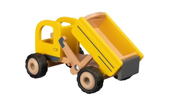 Der Holzlaster von GOKI ist ein schönes Spielzeug Baufahrzeug aus Holz. Der Kipplaster past perfekt zu den anderen Baumaschinen von GOKI