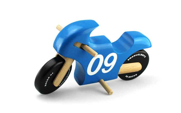 Holzmotorrad für Kinder | Holzspielzeug Speedbike in Blau von Emanuel Rufo