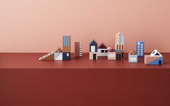 Holzspielzeug Kids Concept Aiden Holzklötze Stadt Häuser im skandinavischen Design