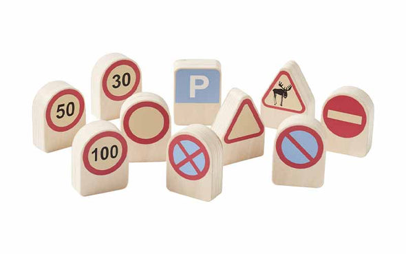 Holzspielzeug Kids Concept Verkehrsschilder aus Holz für die spielerische Strassenverkehrserziehung von Kleinkindern