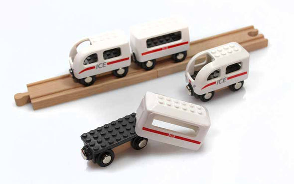 ICE Spielzeug Eisenbahn von Neue Freunde | ICE Zug für Kinder mit Holzeisenbahn Zubehör