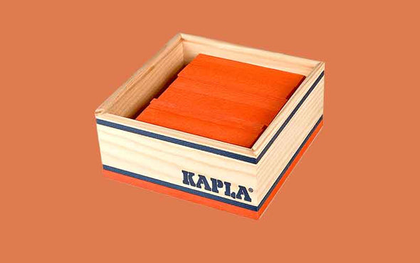 KAPLA® Steine 40 Quadrat Box mit farbigen Holzbausteinen Orange für Kinder