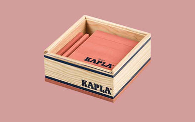 KAPLA® Steine 40 Quadrat Box mit farbigen Holzbausteinen in Rosa für Kinder
