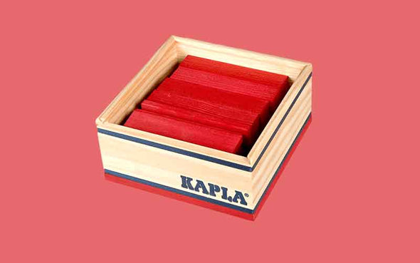 KAPLA® Steine 40 Quadrat Box mit farbigen Holzbausteinen in Rot für Kinder