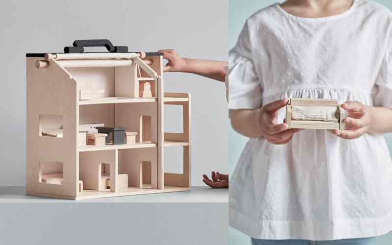 Maison de poupée en bois portable
