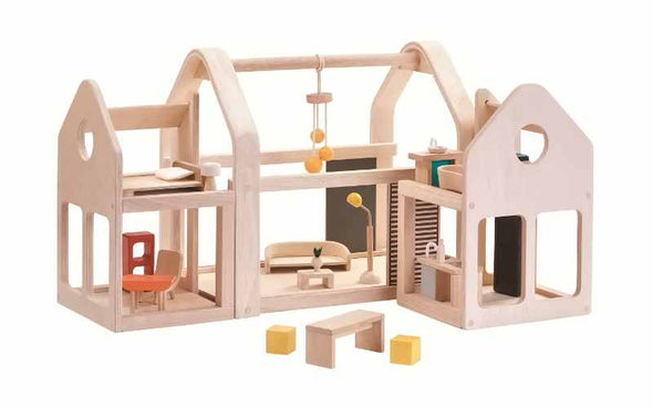 Puppenhaus aus Holz "Slide N Go" von Plan Toys | Moderne Puppenstube mit viel Zubehör