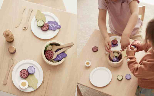 Salat Set aus Holz von Kids Concept | Zubehör für Kinder Spielküchen