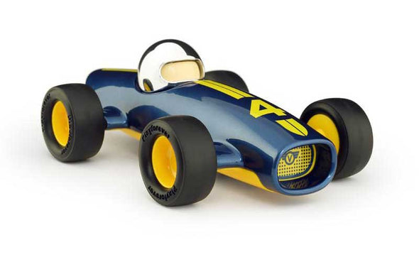 Spielzeugauto Playforever Malibu Lucas Rennauto blau gelb Vorderansicht