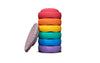 Stapelstein® Rainbow Set mit 6 bunten Steinen und dem passenden Balance Board in Confetti Farben