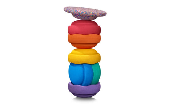 Stapelstein® Rainbow 6er Set mit Confetti Balance Board | Motorik und Bewegungsspielzeug von Stapelstein®