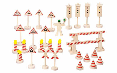 Verkehrsschilder Spielzeug von Goki | Verkehrszeichen für Kinder aus Holz gut geeignet für die Verkehrserziehung von Vorschülern