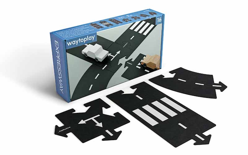 Waytoplay 16 Teile Expressway | Spielstrassen aus Gummi für Kinder
